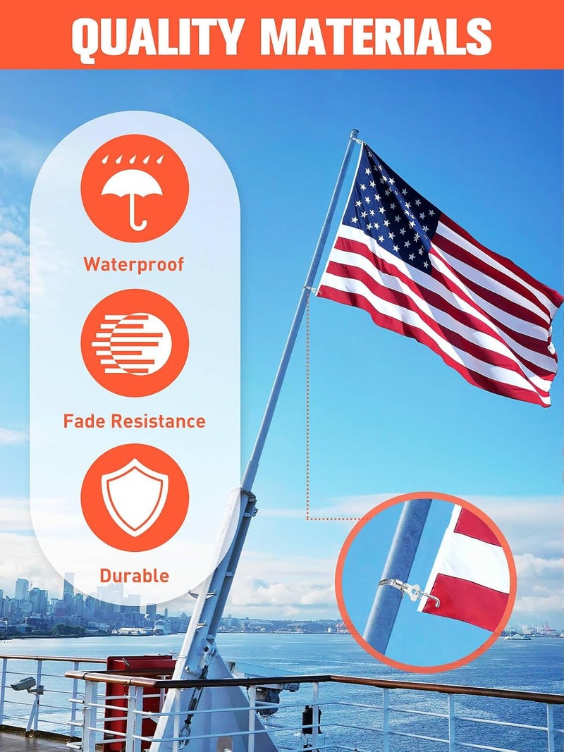 Vomika Flagpole Rings with Carabiner Clamp, 4PCS Stainless Steel Flag Pole Clip Bracket, 0.75-1.2 Inches Adjustable Diameter for Garden, Boat, Yacht, Truck, ATV, Outside House - Image 2
