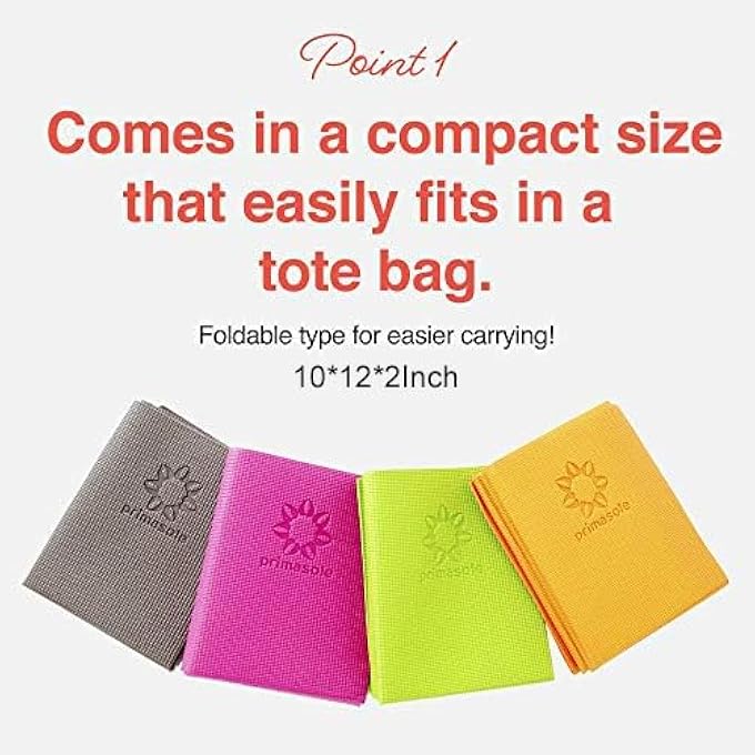 primasole Folding Yoga Travel Pilates Mat 1/4 Thick Easy To Carry To Class Beach Park Travel Azalea - Image 3