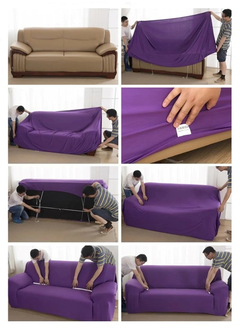 Huitich Three Seat Elastic Printed Sofa Cover Black 190x230 cm  - Image 2