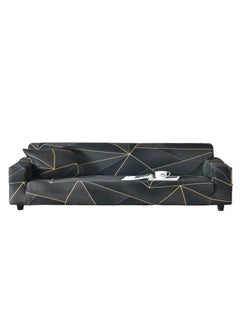 Huitich Three Seat Elastic Printed Sofa Cover Black 190x230 cm  - Image 1