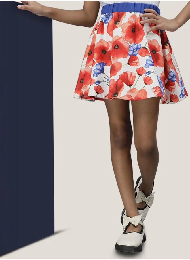 ون فرايدي One Friday Kids Girls Multicolored Floral Printed Skirt with elasticated waistband