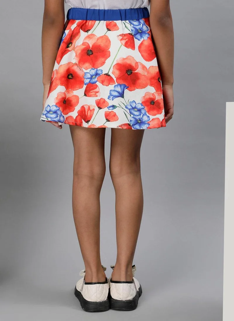 One Friday One Friday Kids Girls Multicolored Floral Printed Skirt with elasticated waistband