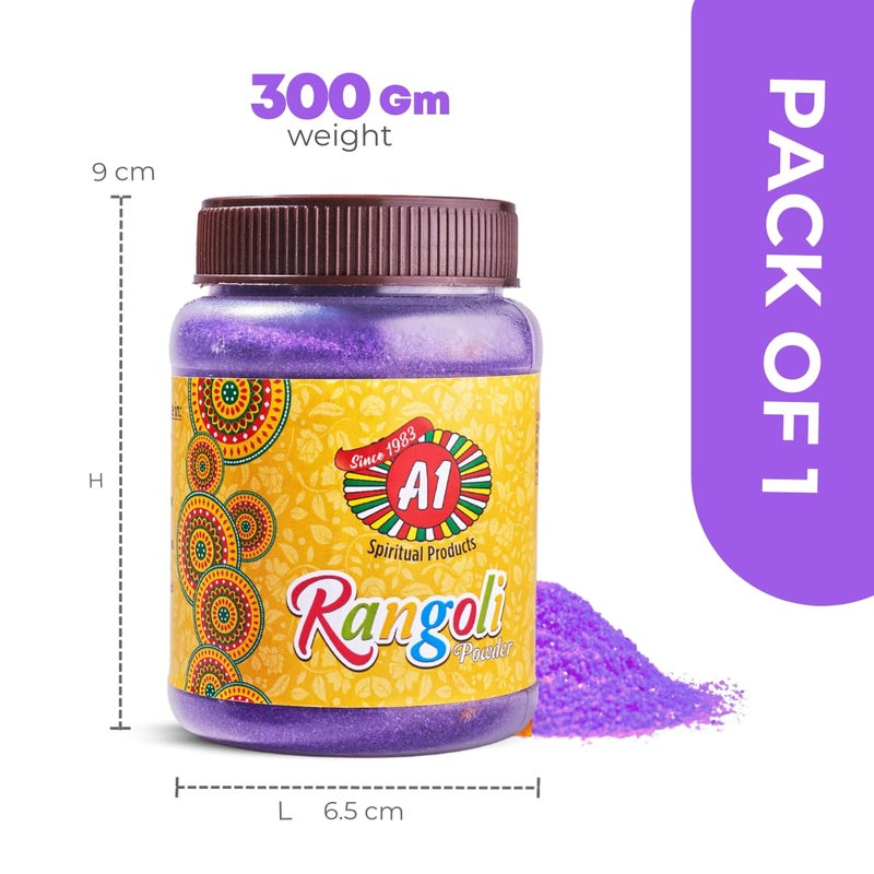 A1 Rangoli Powder Muggu Pindi Box 300 GMS for Floor Art and Festival Decoration Grape Violet - Image 5
