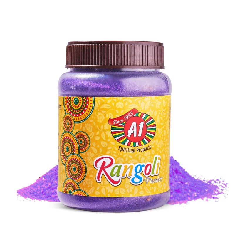 A1 Rangoli Powder Muggu Pindi Box 300 GMS for Floor Art and Festival Decoration Grape Violet - Image 1