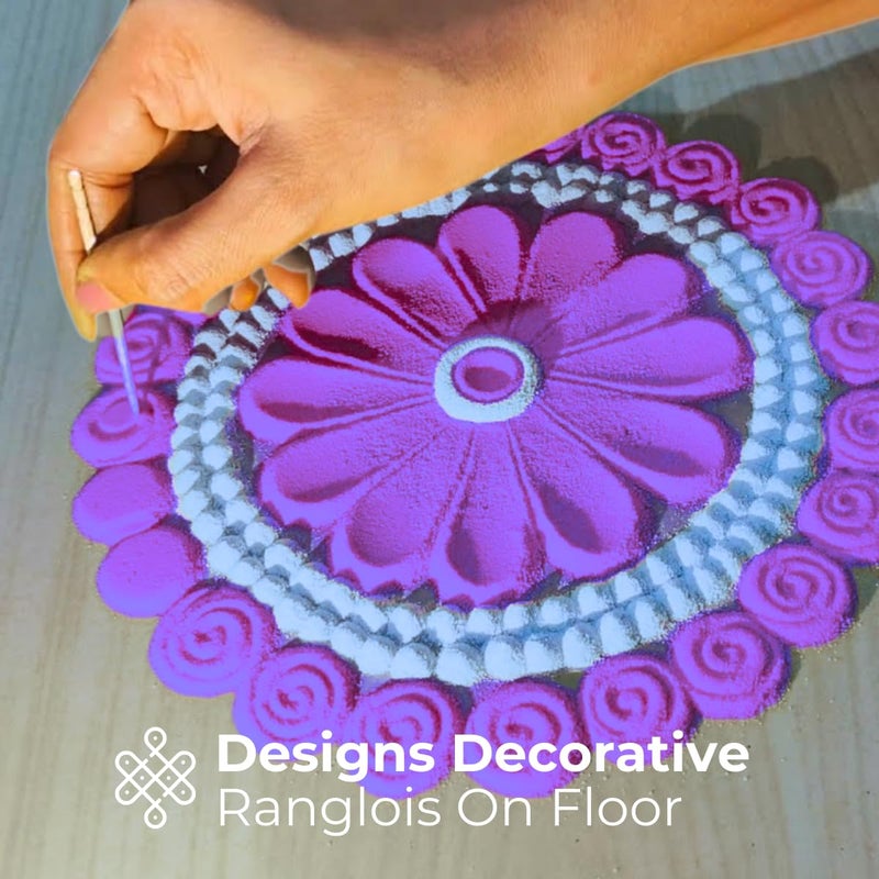 A1 Rangoli Powder Muggu Pindi Box 300 GMS for Floor Art and Festival Decoration Grape Violet - Image 3