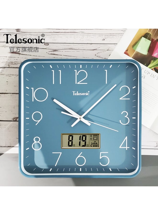 Telesonic Wall Clock Living Room Clock Creative Home Perpetual Calendar Quartz Clock Simple Calendar Bedroom Wall Clock 33cm