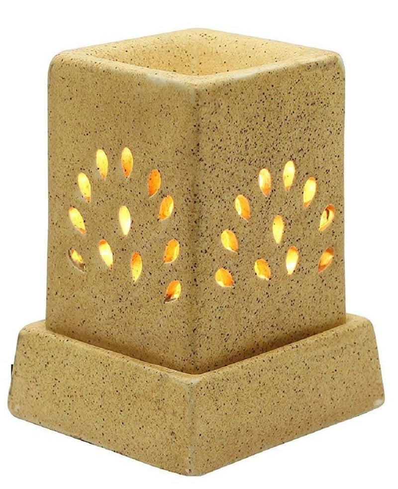 RTWARE RTWARE Ceramic Electric Aroma Diffuser Aroma Oil Burner Lamp Square Small Mustard Dotted for Home Decor and Fragrance  - Image 2
