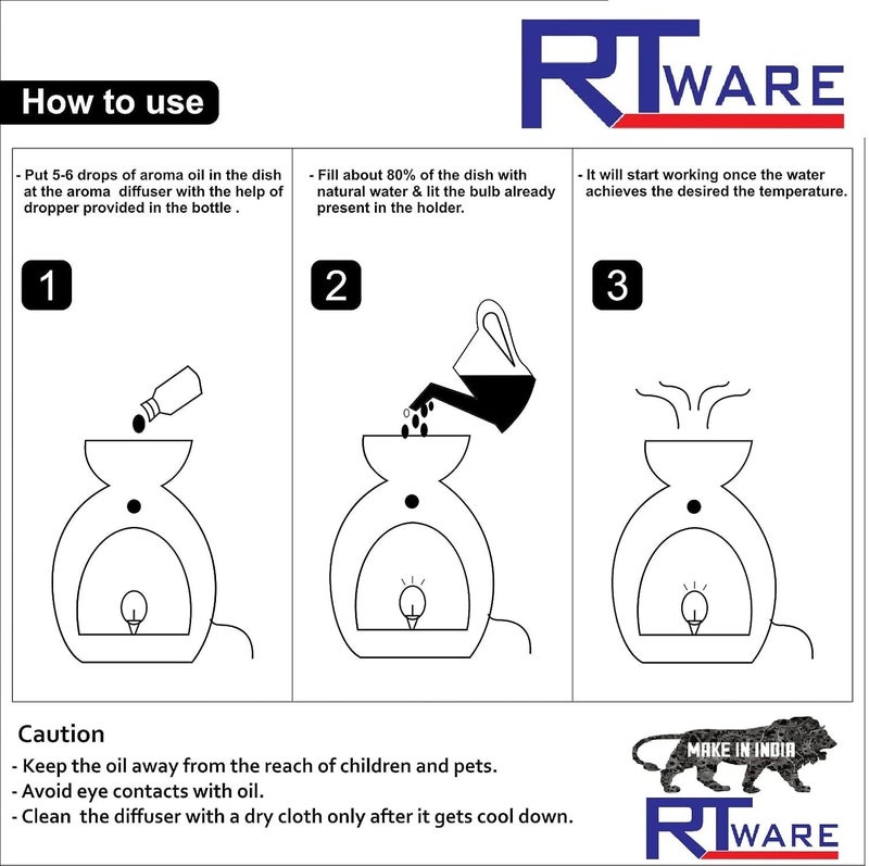 RTWARE RTWARE Ceramic Electric Aroma Diffuser Aroma Oil Burner Lamp Square Small Mustard Dotted for Home Decor and Fragrance  - Image 5