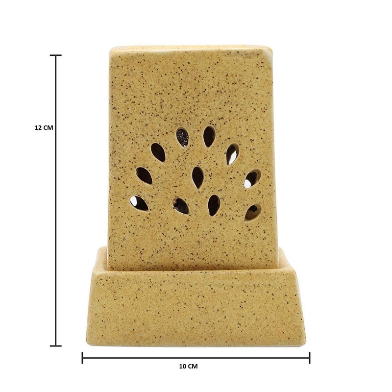 RTWARE RTWARE Ceramic Electric Aroma Diffuser Aroma Oil Burner Lamp Square Small Mustard Dotted for Home Decor and Fragrance  - Image 3