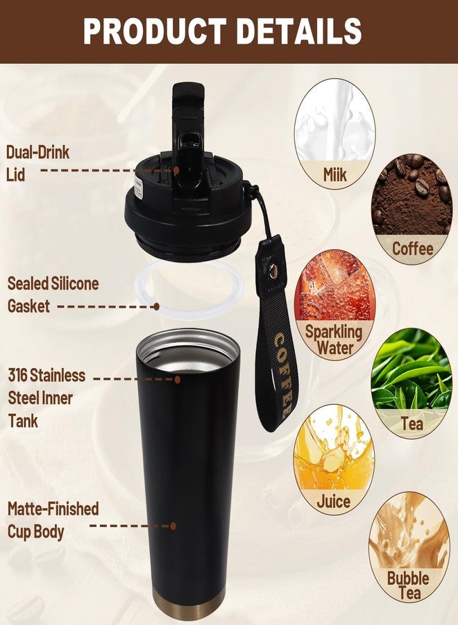 DITOSH Insulated Coffee Tumbler 530ml Travel Coffee Mug 316 Stainless Steel Dual Drink Openings Leakproof Lid Reusable Insulated Coffee Mug Hot and Cold Ideal Travel Mug for Coffee Lover Daily - Image 3