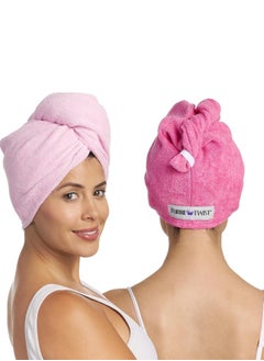 Turbie Twist Turbie Twist 2-Pack Microfiber Hair Towel for Beauty, Travel, Gifting - Hair Wrap Turban for Straight, Wavy & Curly Hair - Premium Hair Care - Dark Pink & Light Pink  - Image 1