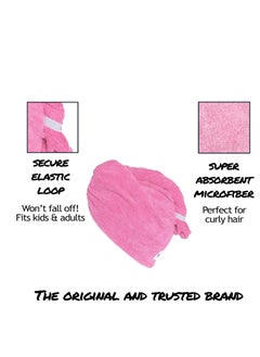 Turbie Twist Turbie Twist 2-Pack Microfiber Hair Towel for Beauty, Travel, Gifting - Hair Wrap Turban for Straight, Wavy & Curly Hair - Premium Hair Care - Dark Pink & Light Pink  - Image 3