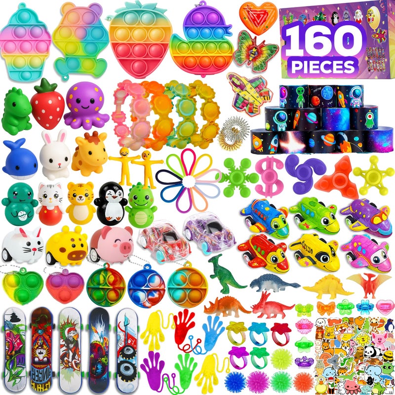 TwCare 160 Pcs Fidget Toys Party Favors Pack Randomly Selected Pop Sensory Set Gifts Stickers for Kids Adults Boy Girl Stocking Stuffers Autistic Bulk Goodie Bag Filler Treasure Box Classroom Prizes School - Image 3