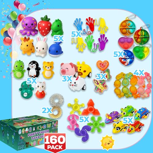 TwCare 160 Pcs Fidget Toys Party Favors Pack Randomly Selected Pop Sensory Set Gifts Stickers for Kids Adults Boy Girl Stocking Stuffers Autistic Bulk Goodie Bag Filler Treasure Box Classroom Prizes School - Image 5