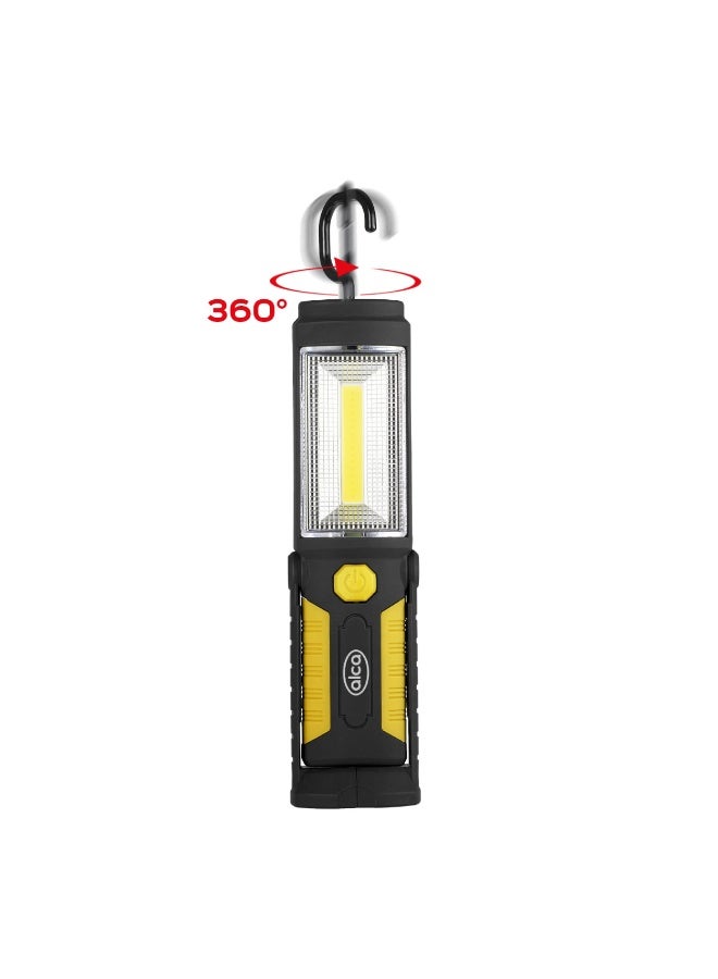 الكا كشاف عمل Alca® بتقنية COB LED – إضاءة محمولة بقوة 220 لومن، مزوّد بمغناطيس وخطاف للتثبيت، مع بطاريات مرفقة - Image 2