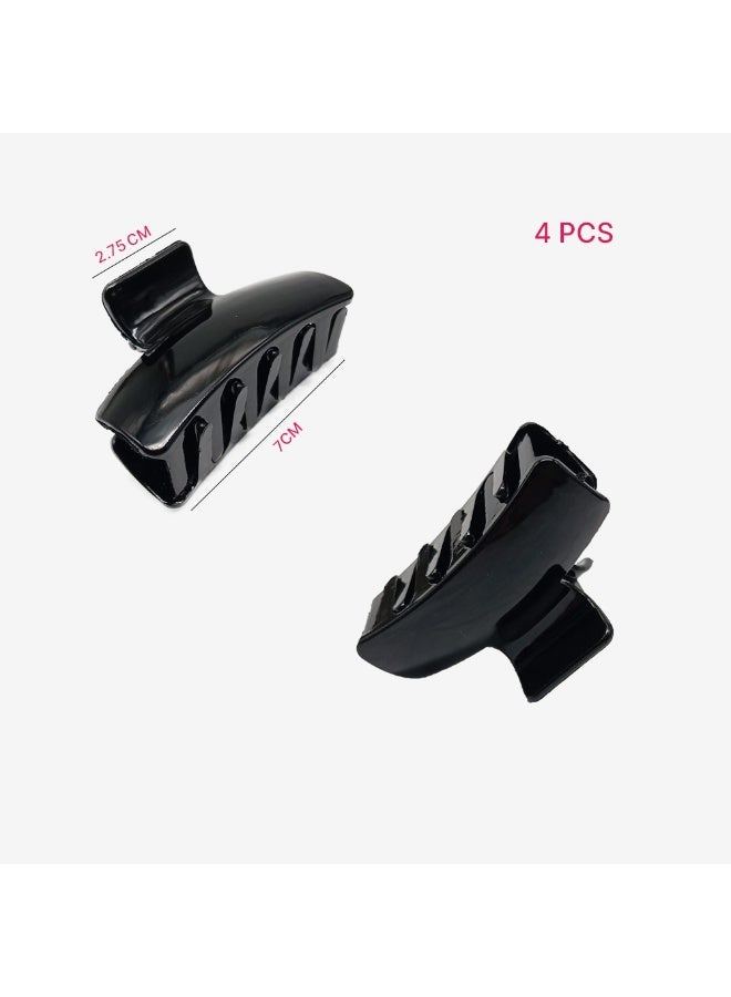 Akarm 4 Pcs Glossy Black Hair Claw Clips Set - Classic Durable Design - Strong Hold for All Hair Types - Image 3