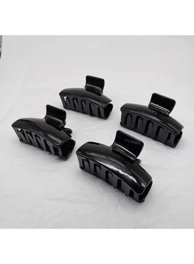 Akarm 4 Pcs Glossy Black Hair Claw Clips Set - Classic Durable Design - Strong Hold for All Hair Types - Image 1