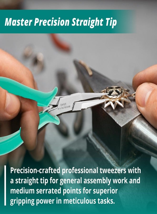 إكسلتا كماشة إكسيلتا من الفولاذ المقاوم للصدأ، آلية زنبركية لطيفة، مقبض مريح مضاد للكهرباء الساكنة ومبطن، أداة دقيقة، طول 5.75 بوصة، متوسطة - Image 4