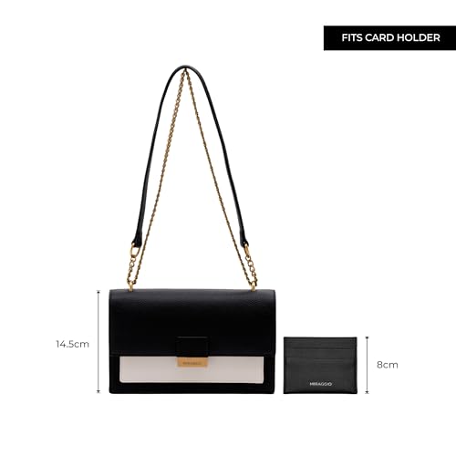 Miraggio Emma Textured Shoulder bag for Women (Black & White) - Image 3