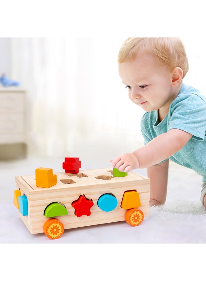 العرض المباشر للأطفال التعليم المبكر التعليمي 17 حفرة شكل اللبنات مقطورة سيارة خشبية خشبية ثلاثية الأبعاد بانوراما اللون: 17 حفرة شكل اللبنات مقطورة - Image 2