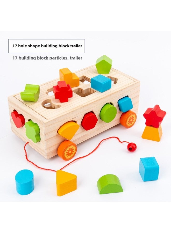 العرض المباشر للأطفال التعليم المبكر التعليمي 17 حفرة شكل اللبنات مقطورة سيارة خشبية خشبية ثلاثية الأبعاد بانوراما اللون: 17 حفرة شكل اللبنات مقطورة - Image 1