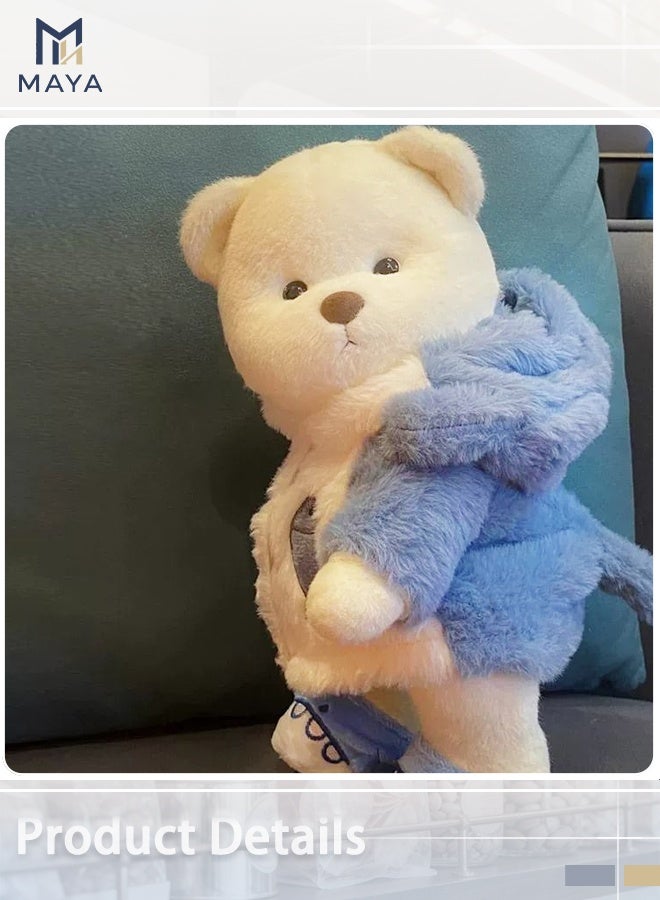 Maya 28 CM Shark Costume Plush Bear Set with Clothes and Shoes, Cute Dressed-Up Teddy Bear in Blue Shark Hoodie, Soft Stuffed Animal Gift for Kids Valentine’s Day Birthday - Image 4