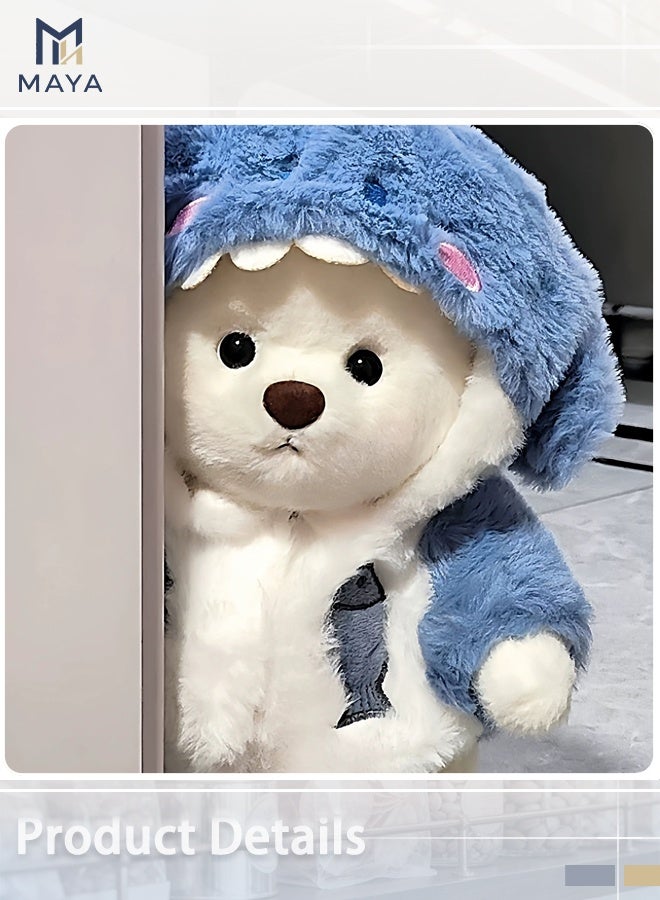 Maya 28 CM Shark Costume Plush Bear Set with Clothes and Shoes, Cute Dressed-Up Teddy Bear in Blue Shark Hoodie, Soft Stuffed Animal Gift for Kids Valentine’s Day Birthday - Image 2