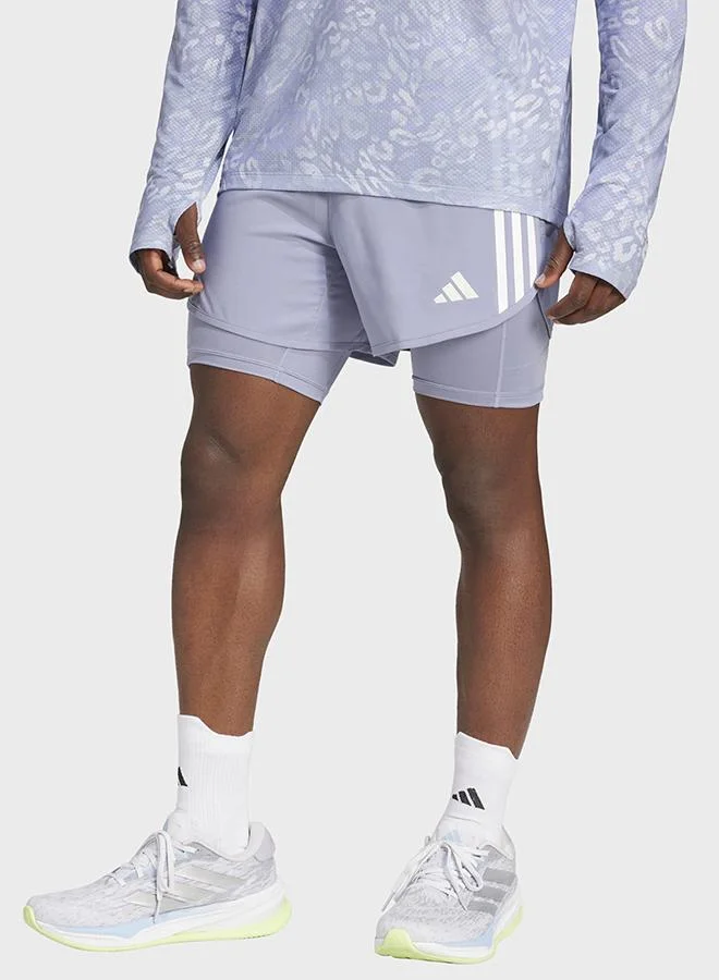 Adidas Own the Run 3-Stripes 2-in-1 Shorts