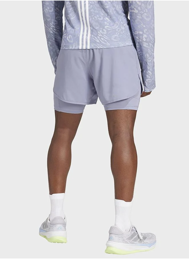 Adidas Own the Run 3-Stripes 2-in-1 Shorts