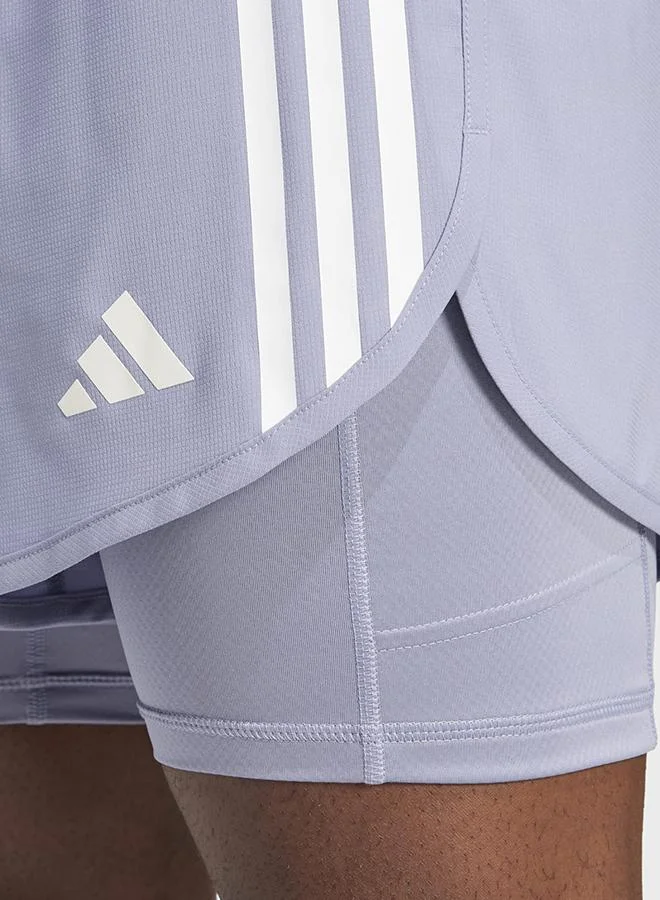 Adidas Own the Run 3-Stripes 2-in-1 Shorts