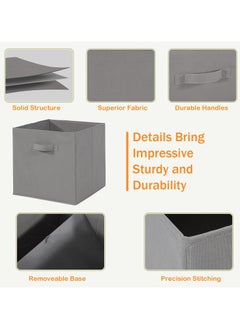 VUCATIN 6 Pcs storage bins Collapsible Fabric Storage Cubes Organizer with Handles Durable Storage Bins for Closet Shelves Offices Toys(10.5*11*10.5in Grey)  - Image 3