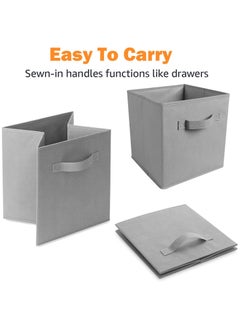 VUCATIN 6 Pcs storage bins Collapsible Fabric Storage Cubes Organizer with Handles Durable Storage Bins for Closet Shelves Offices Toys(10.5*11*10.5in Grey)  - Image 2