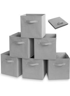 VUCATIN 6 Pcs storage bins Collapsible Fabric Storage Cubes Organizer with Handles Durable Storage Bins for Closet Shelves Offices Toys(10.5*11*10.5in Grey)  - Image 1