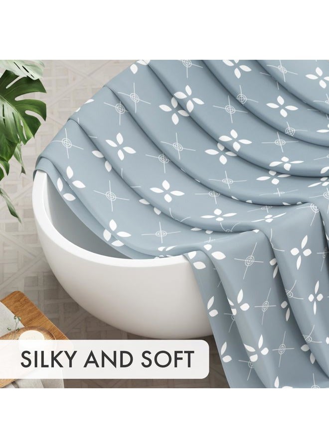 AmazerBath Shower Curtain Blue, Cloth Blue and White Floral Fabric Shower Curtain Sets with 12 Shower Curtain Hooks, Rustic Home Decor Washable Farmhouse Fall Bathroom Shower Curtains, 72x72 Inches - Image 3