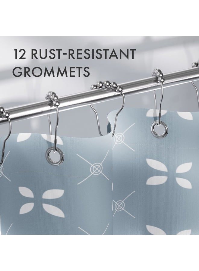 AmazerBath Shower Curtain Blue, Cloth Blue and White Floral Fabric Shower Curtain Sets with 12 Shower Curtain Hooks, Rustic Home Decor Washable Farmhouse Fall Bathroom Shower Curtains, 72x72 Inches - Image 5