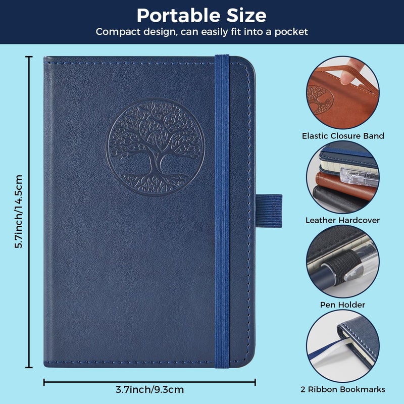 NIRMIRO Small Journal Pocket Notebook for Men/Women, A6 (3.7" x 5.7"), 3 Pack Mini Pocket Journal with Pen, 100GSM Paper, Faux Leather Cover Diary Journal for Writing, Travel, Business, Work & School - Image 2
