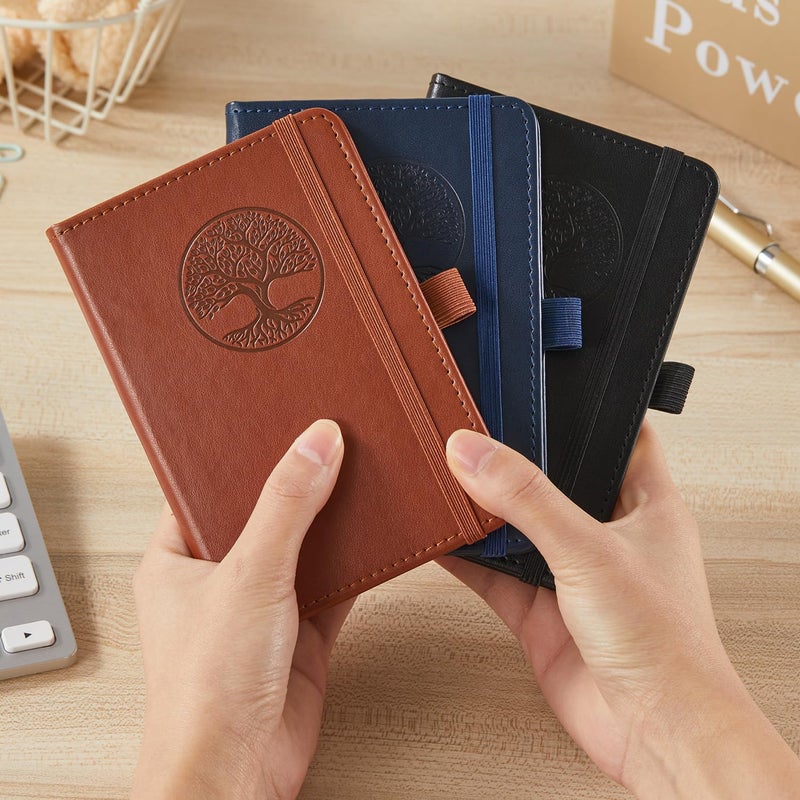 NIRMIRO Small Journal Pocket Notebook for Men/Women, A6 (3.7" x 5.7"), 3 Pack Mini Pocket Journal with Pen, 100GSM Paper, Faux Leather Cover Diary Journal for Writing, Travel, Business, Work & School - Image 5