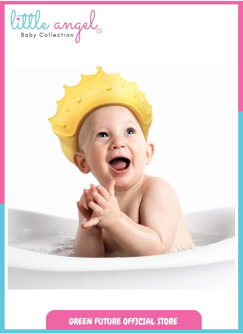 Little Angel Baby Adjustable Shower Cap for Hair Washing – Soft Silicone Bath Visor for Toddlers, Protects Eyes & Ears, Comfortable Fit - Blue  - Image 2