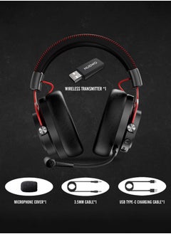 NUBWO G03 Gaming Headset,Wireless Gaming Headphones with Mic,2.4GHz & Bluetooth 5.3 Technology with Noise-Canceling Microphone, for PS5, PS4, PC, and Switch, Ergonomic Design,Black/Green  - Image 5