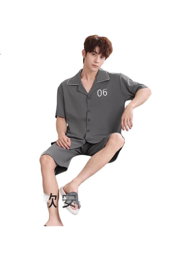 JOAE 100% Cotton High-End Men'S Summer Thin Short-Sleeve Cardigan Loose Home Wear - Image 1