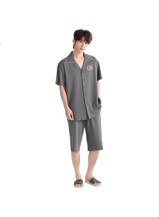 JOAE 100% Cotton High-End Men'S Summer Thin Short-Sleeve Cardigan Loose Home Wear - Image 2