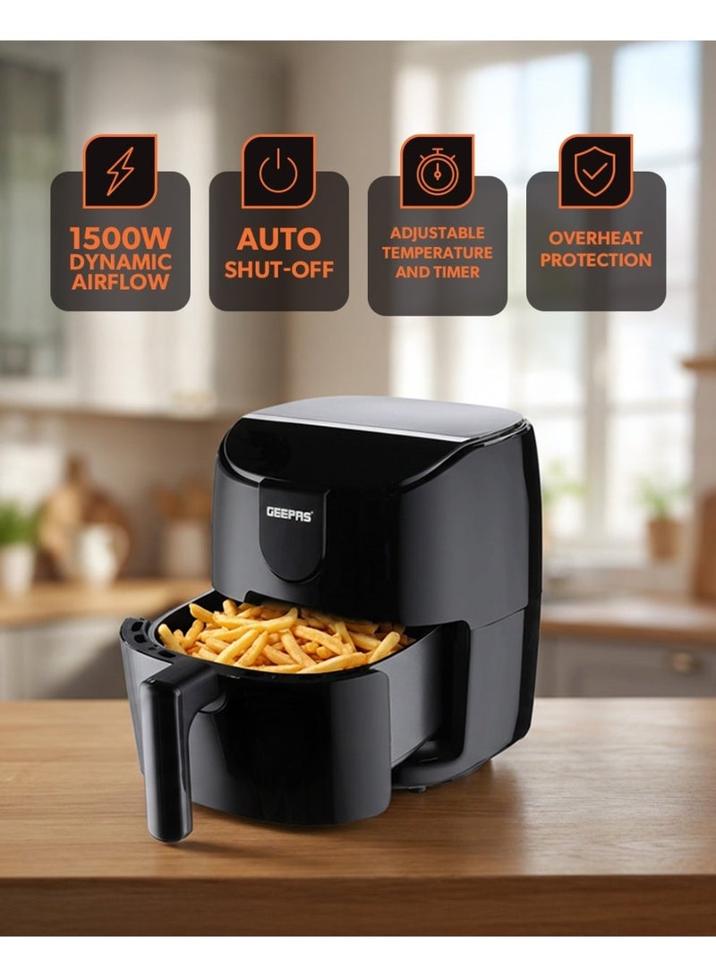GEEPAS 4 L Digital Air Fryer 1500W | Rapid Vortex Air Technology | Touch Control with Presets | Adjustable Temperature & Timer | Auto Shut-Off & Overheat Protection | 4 L 1500 W GAF37551 black - Image 5