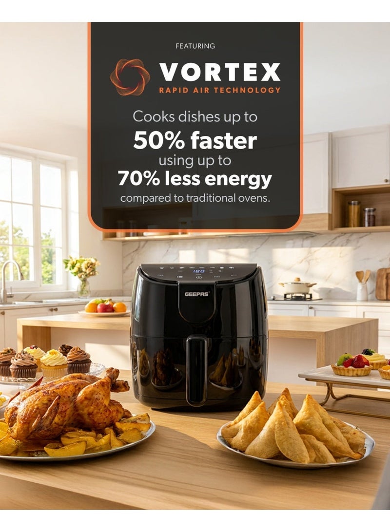 GEEPAS 4 L Digital Air Fryer 1500W | Rapid Vortex Air Technology | Touch Control with Presets | Adjustable Temperature & Timer | Auto Shut-Off & Overheat Protection | 4 L 1500 W GAF37551 black - Image 3