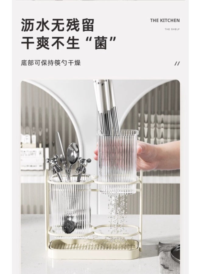 NeeMee Wall-Mounted Cutlery Organizer for Home - Features a Storage Rack for Chopsticks and Spoon, Suitable for Kitchen Countertop, with Draining and Drying Function. - Image 2