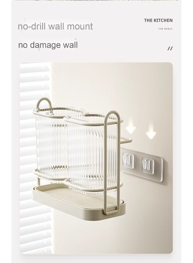 NeeMee Wall-Mounted Cutlery Organizer for Home - Features a Storage Rack for Chopsticks and Spoon, Suitable for Kitchen Countertop, with Draining and Drying Function. - Image 3