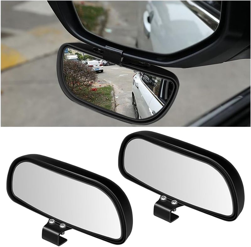 KASTWAVE Car Blind Spot Mirror, HD Glass Frameless Convex Rear View Mirrors, Universal for SUV, Sedan, Truck (2 Pcs, Black) - Image 1