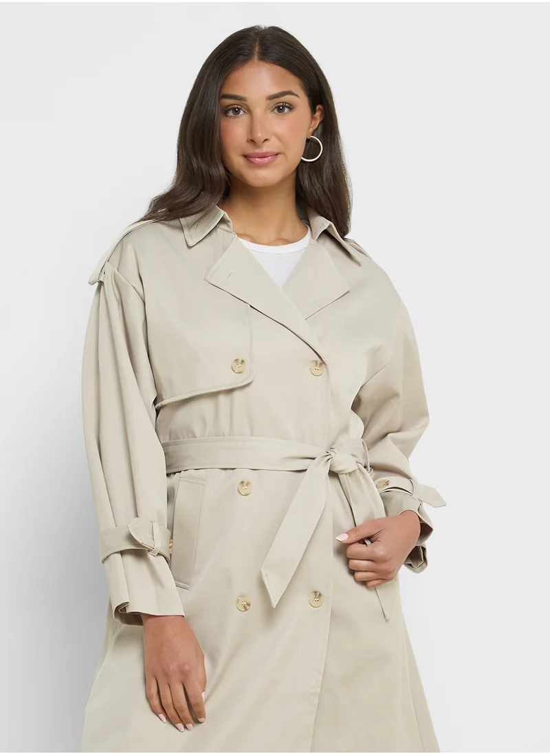 جينجر Oversize Longline Trench Coat