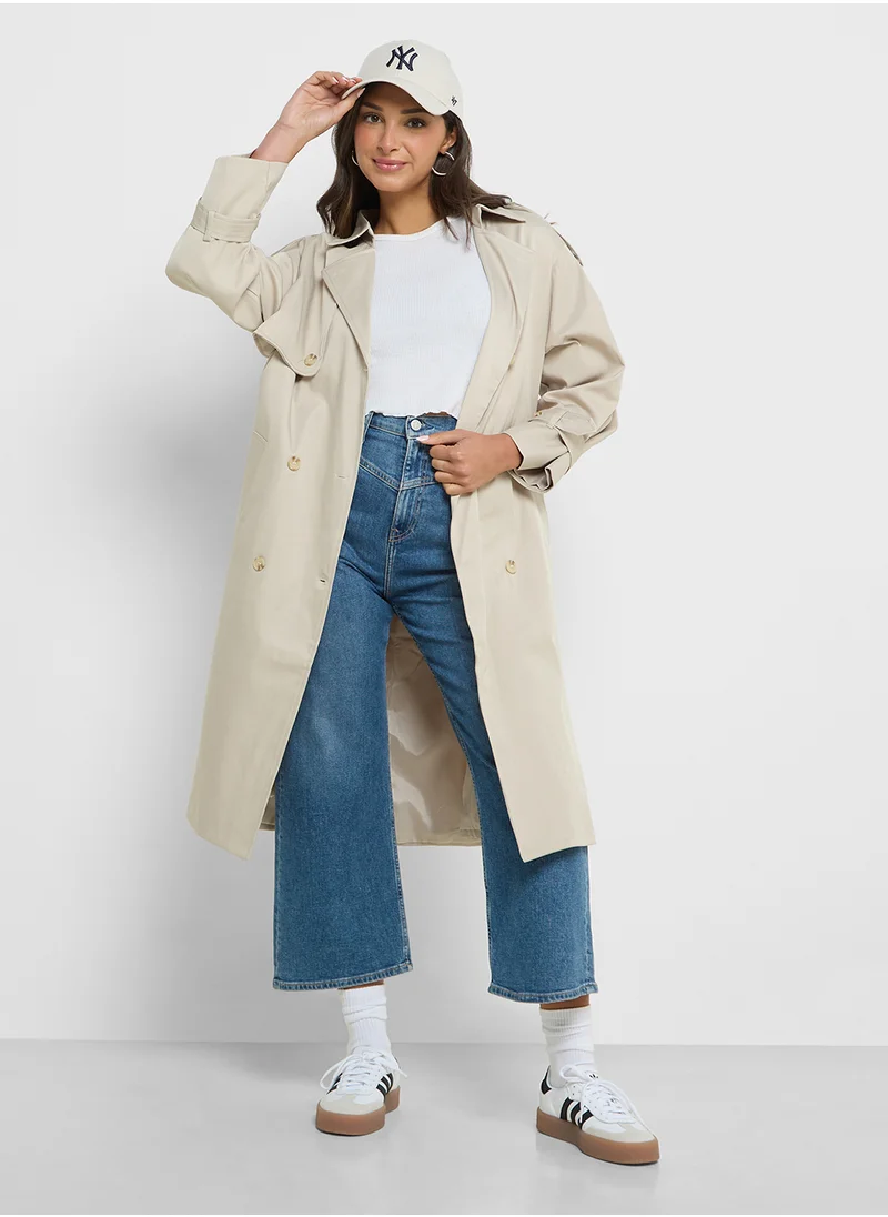 جينجر Oversize Longline Trench Coat
