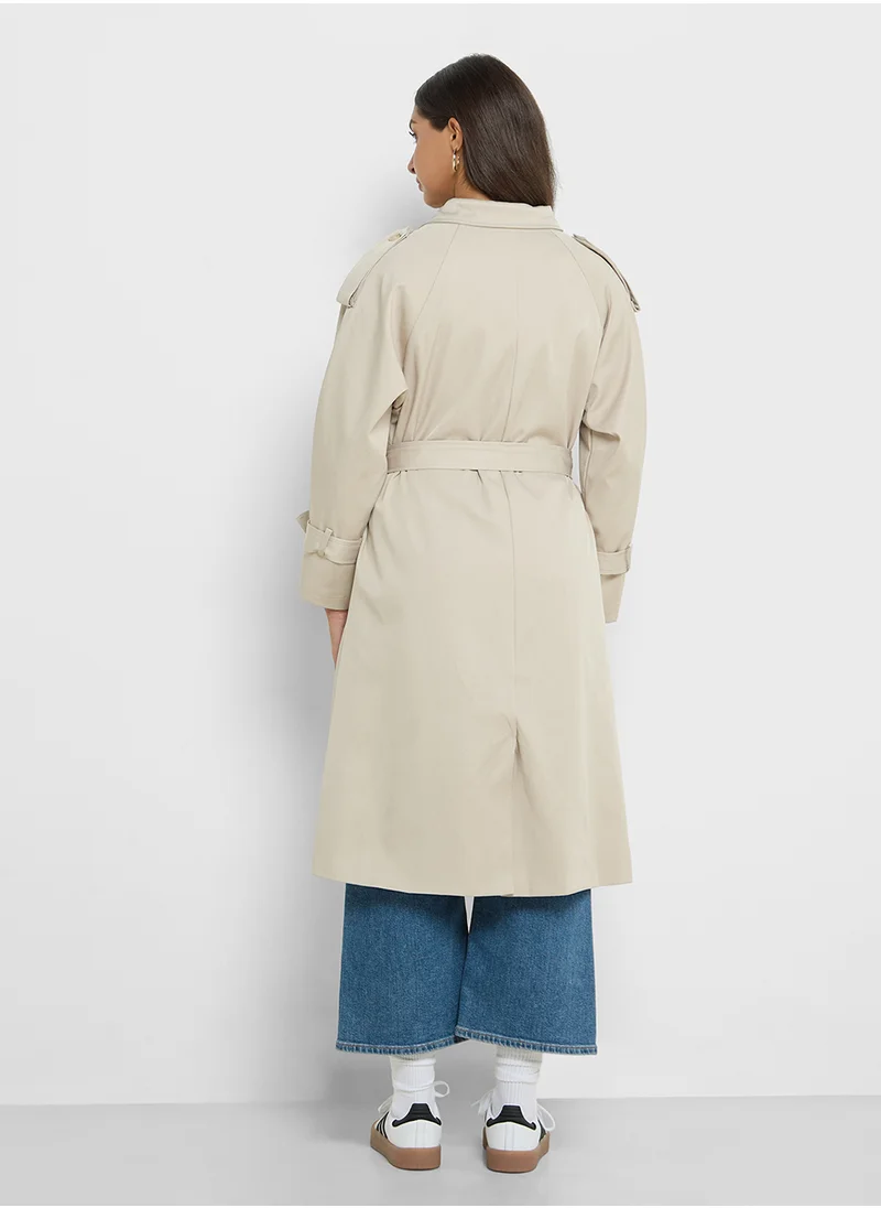 جينجر Oversize Longline Trench Coat