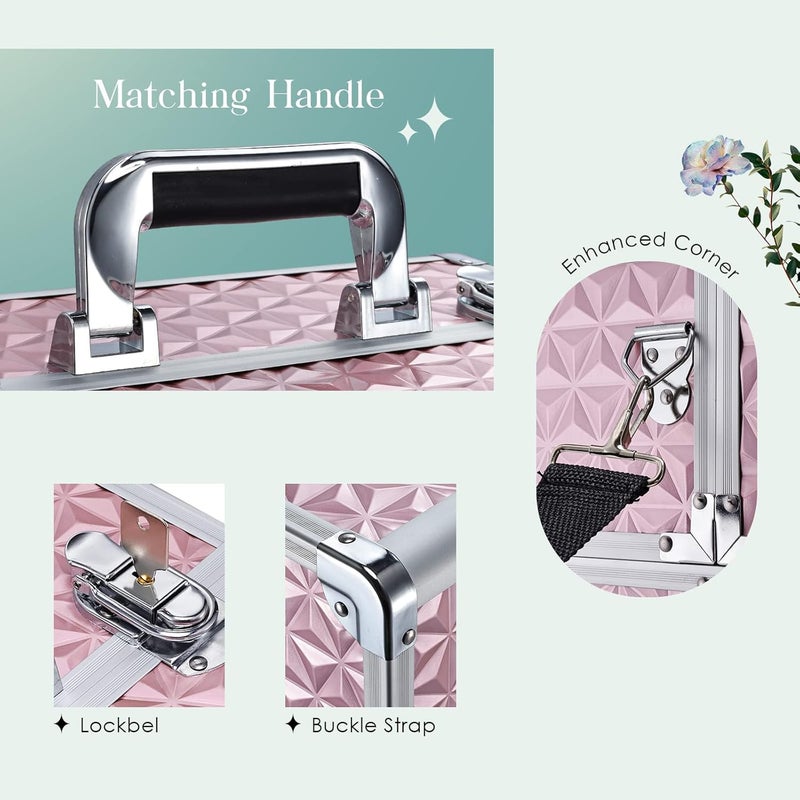 Joligrace Professional Makeup Train Case - Neutral Pink - Image 3